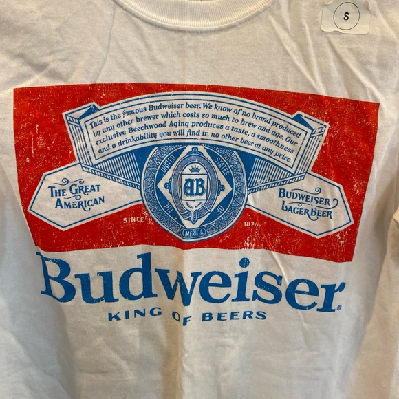 Unisex Budweiser Long Sleeve T Shirt White Small - Picture 2 of 5